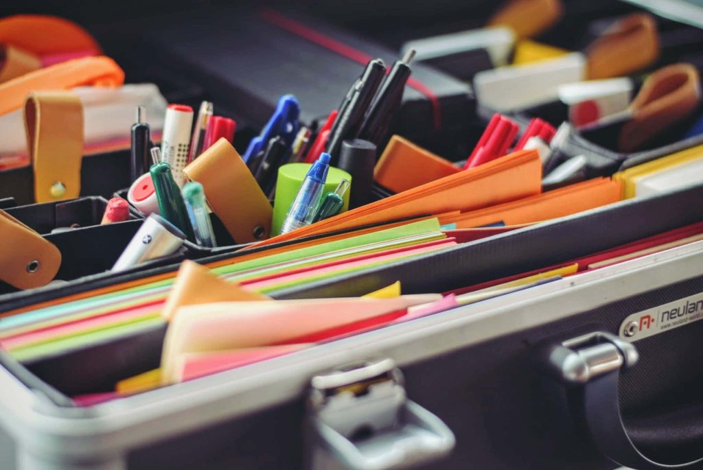 organize school supplies at home